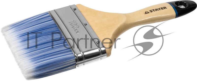 Кисть STAYER EURO плоская, АКВА для воднодисперсионных и акриловых ЛКМ, искусств щетина, деревян ручка, 4/100мм 01062-100