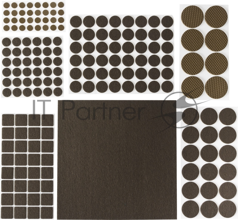 Набор Stayer COMFORT: Накладки самоклеящиеся на мебельные ножки, 175 шт, коричневые 40916-H175