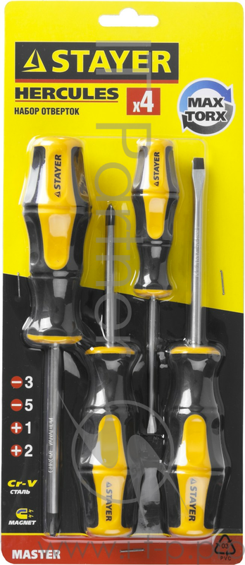 Набор STAYER MASTER HERCULES 25055-H4_z02 Cr-V. эргономичная двухкомпонентная рукоятка. 4шт