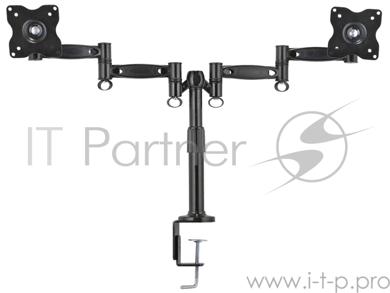Кронштейн Kromax OFFICE-3 черный для 2-х мониторов LCD 15-32, настольный, VESA 75x75/100x100, высота 222-382мм, наклон ±15°, поворот 360°, нагрузка до 12 кг