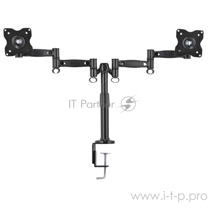 Кронштейн Kromax OFFICE-3 черный для 2-х мониторов LCD 15-32, настольный, VESA 75x75/100x100, высота 222-382мм, наклон ±15°, поворот 360°, нагрузка до 12 кг