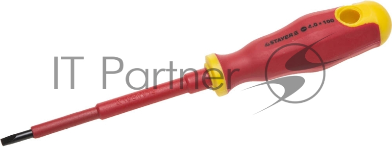 Отвертка STAYER PROFI ELECTRO 25141-04-10_z01 { диэлектрическая до 1000В, двухкомп рукоятка, SL 4,0 х 100мм }