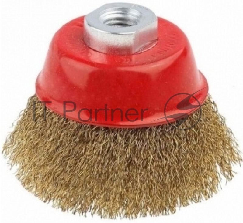 Кордщетка STAYER 35125-075_z01 чашечная витая латунированная стальная проволока 0.3мм 75мм/М14