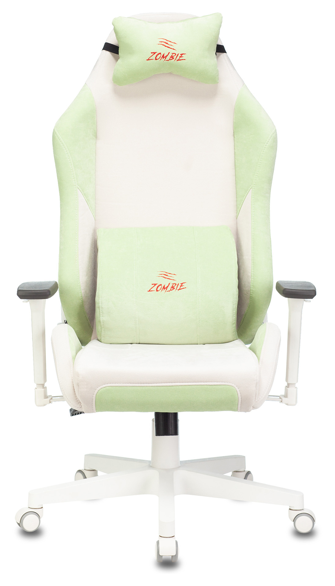 Кресло игровое Zombie EPIC PRO Fabric белый/зеленый с подголов. крестовина пластик пластик белый