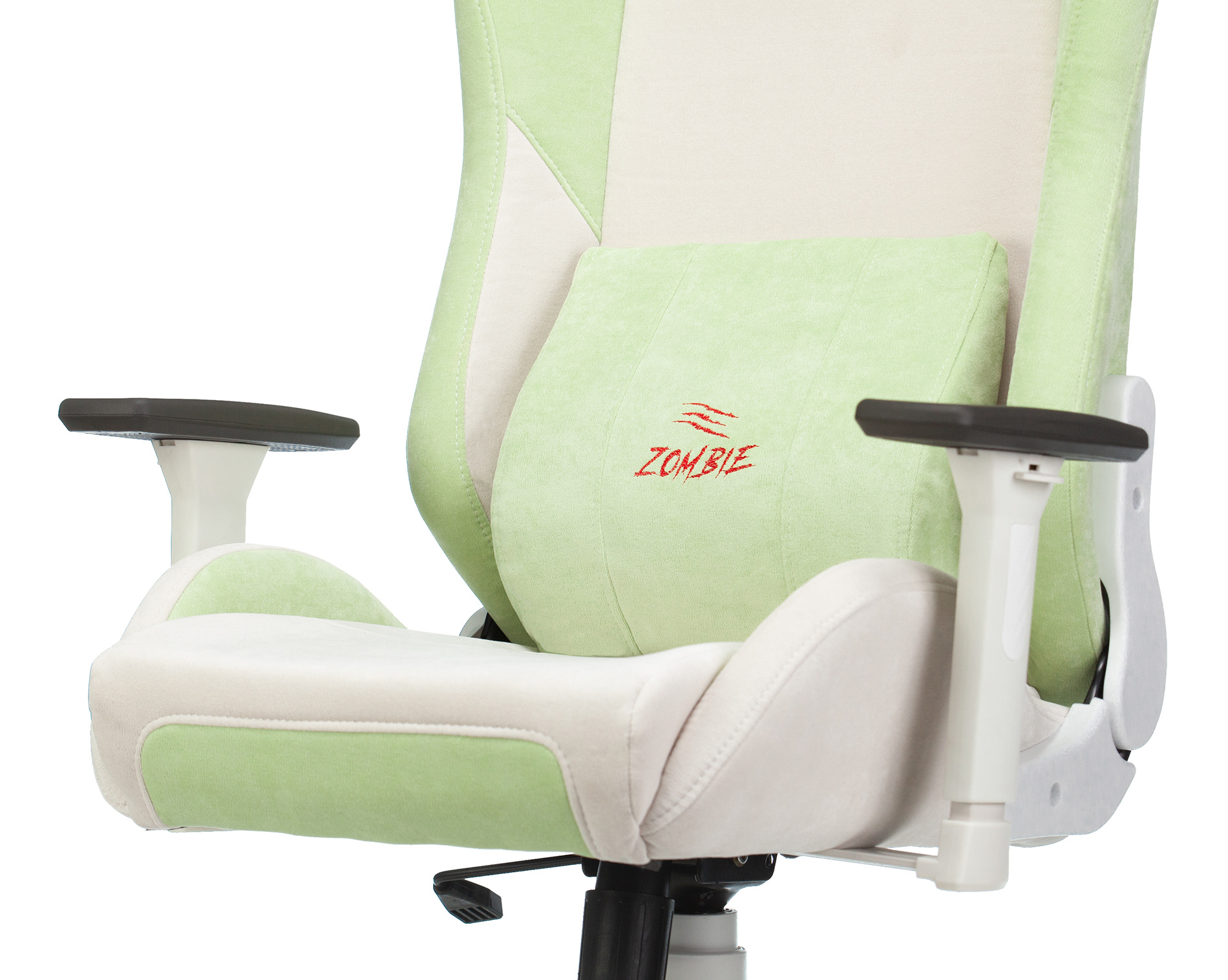 Кресло игровое Zombie EPIC PRO Fabric белый/зеленый с подголов. крестовина пластик пластик белый