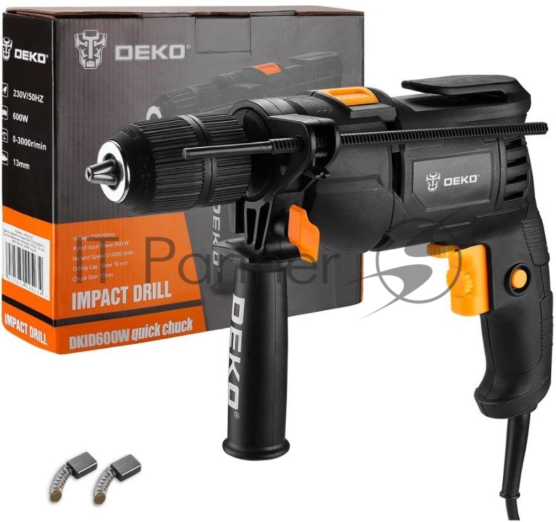 Дрель ударная Deko DKID600W 600Вт патрон:быстрозажимной реверс (кейс в комплекте) (063-4163)
