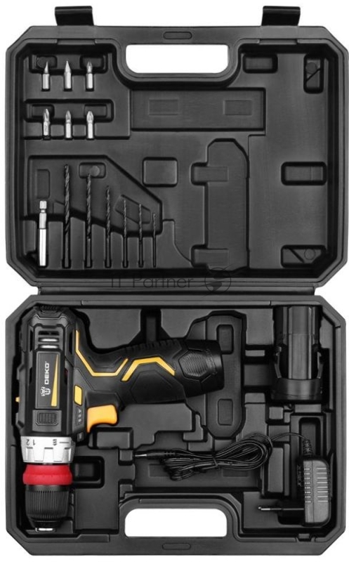 Дрель-шуруповерт Deko GCD12DU3 Li-Ion аккум. патрон:быстрозажимной (кейс в комплекте)