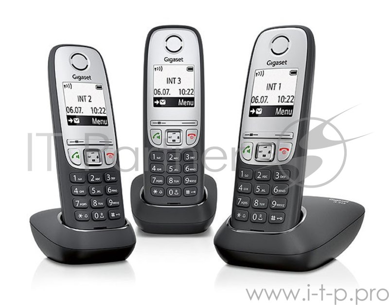 Р/Телефон Dect Gigaset A415 Trio черный/серебристый (труб. в компл.:3шт) АОН