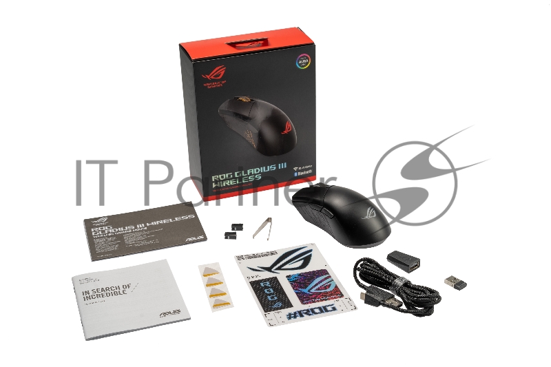Игровая беспроводная мышь ASUS ROG Gladius III WL (RGB LED, 6 кнопок, 19000 dpi, black, USB, 90MP0200-BMUA00)