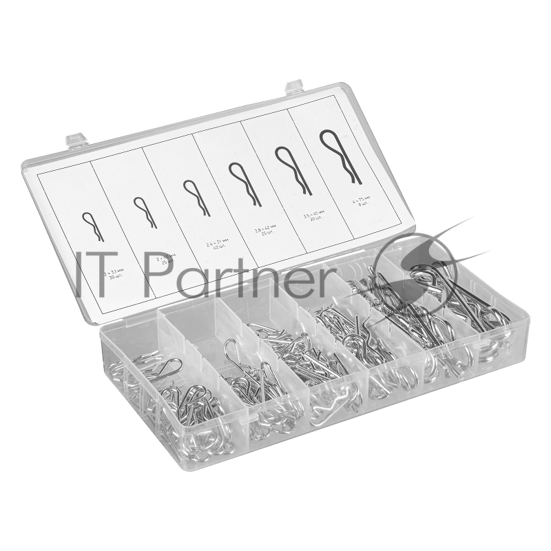 СИБРТЕХ Набор шплинтов, S головки, с фиксацией, 150 предм. // СИБРТЕХ 47605