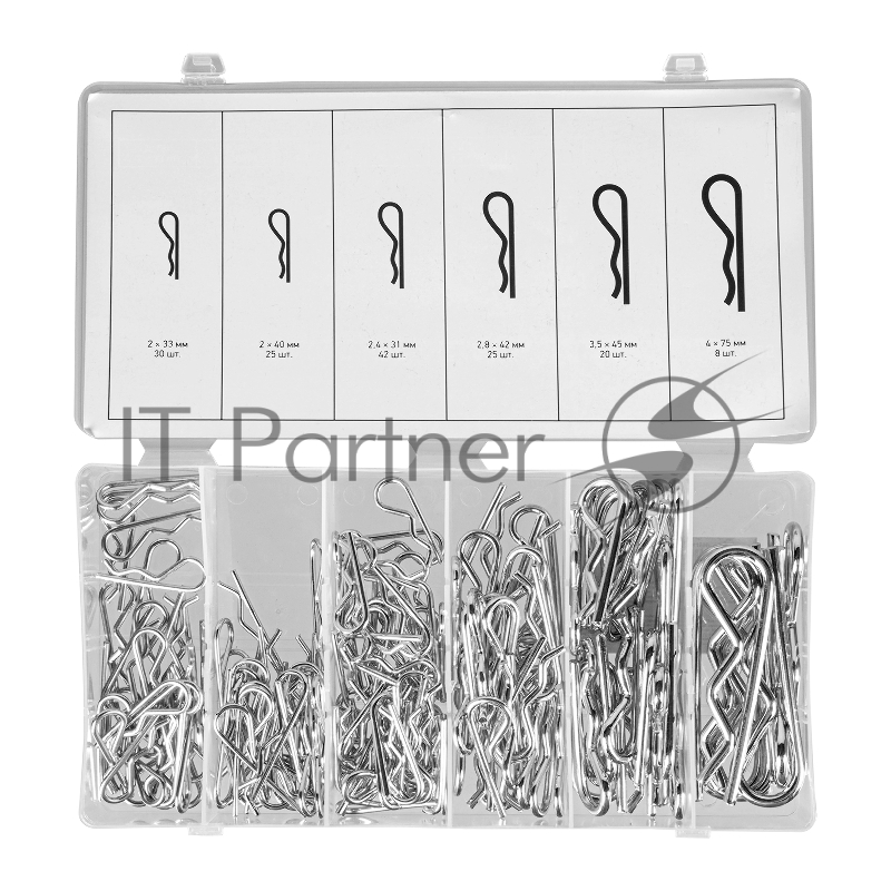 СИБРТЕХ Набор шплинтов, S головки, с фиксацией, 150 предм. // СИБРТЕХ 47605