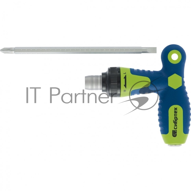 СИБРТЕХ Отвертка реверсивная Т-образная комбинированная PH2/SL6, CrV//Сибртех 13364