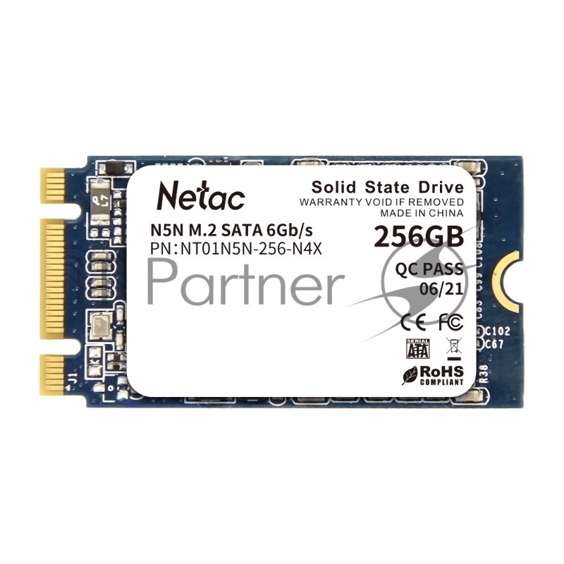 Накопитель SSD M.2 2242 Netac 256Gb N5N Series <NT01N5N-256-N4X> Retail (SATA3, up to 540/490MBs, 3D NAND, 140TBW, 22х42mm)