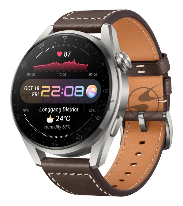 Умные часы Huawei Watch 3 Pro Galileo-L40E Titan Grey-Brown Leather Strap (55026811)