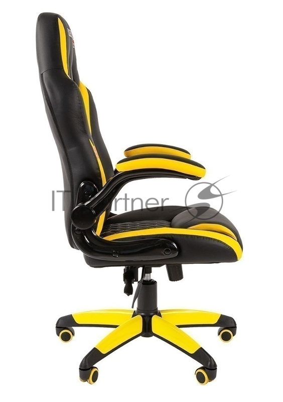 Игровое кресло Chairman game 15 чёрный/желтый (экокожа, регулируемый угол наклона, механизм качания)