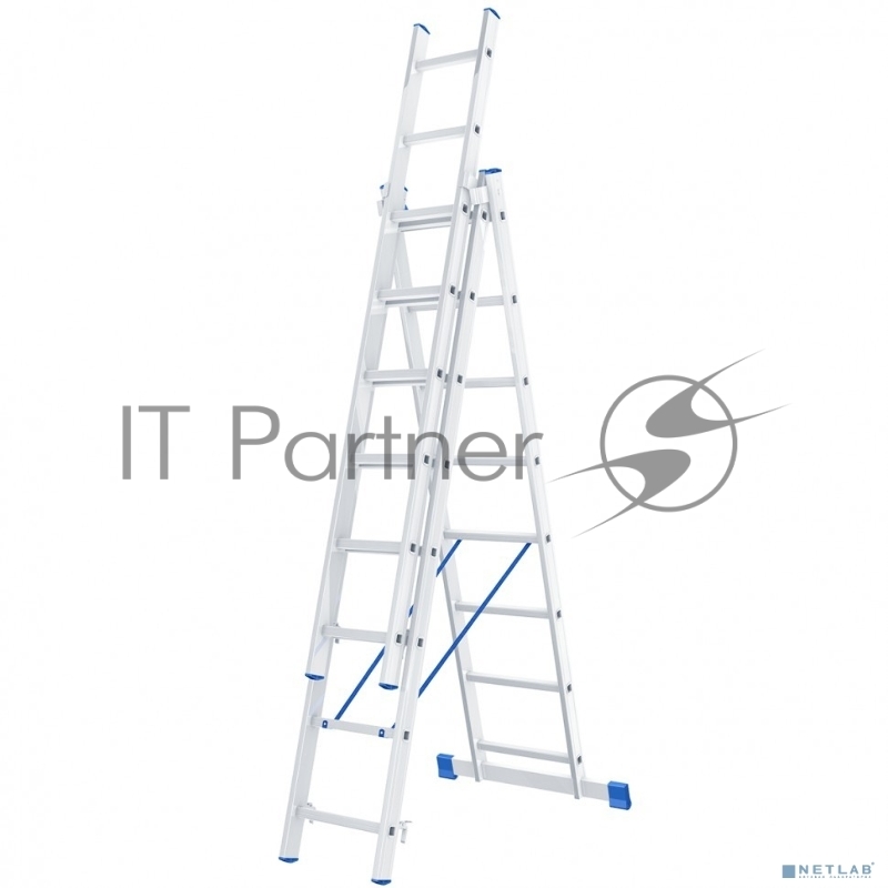 Лестница СИБРТЕХ , 3 х 8 ступеней, алюминиевая, трехсекционная, 97818