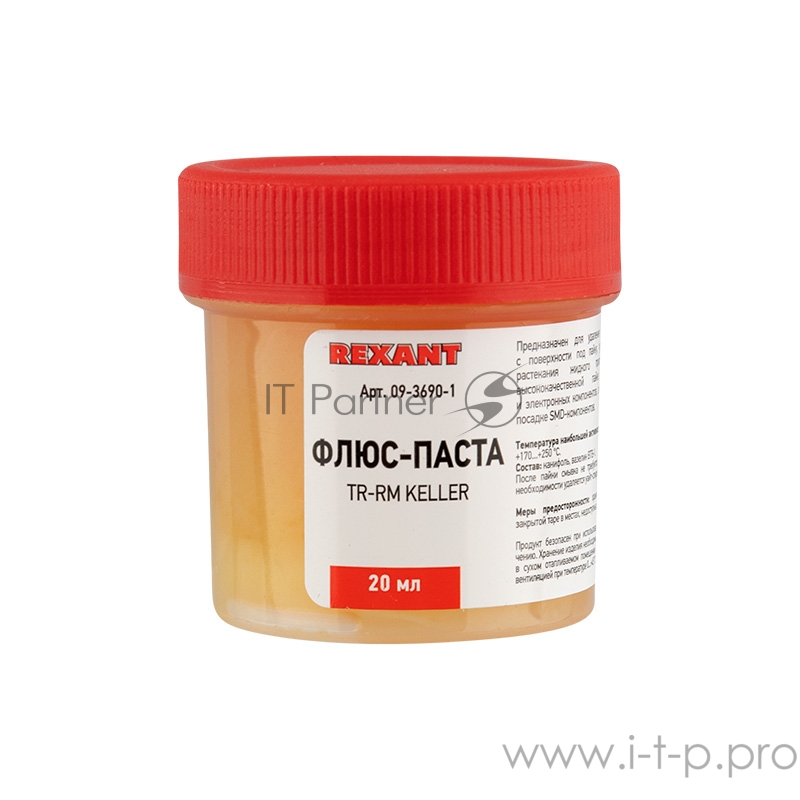 Флюс для пайки REXANT, паста TR-RM KELLER, 20 мл, банка, блистер