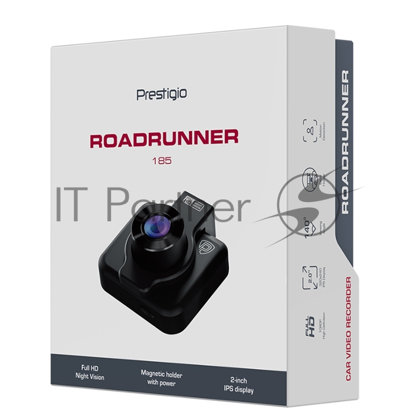 Видеорегистратор Prestigio RoadRunner 185, 2.0 IPS (320x240) display, FHD 1920x1080@30fps, HD 1280x720@30fps, Jieli AC5601, 2 MP CMOS GC2053 image sensor, 2 MP camera, 140° Viewing Angle, Micro USB, 180 mAh, Night Vision, Motion Detection, G-sensor,
