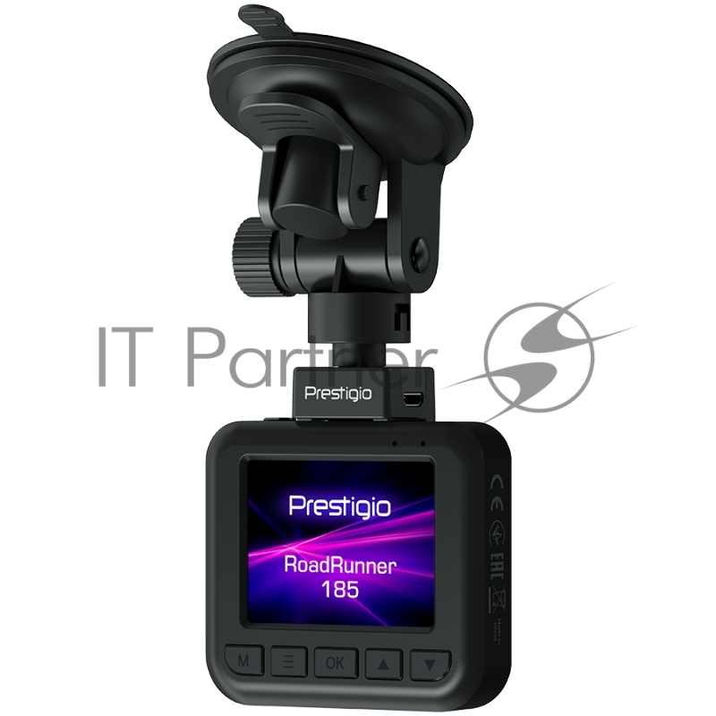 Видеорегистратор Prestigio RoadRunner 185, 2.0 IPS (320x240) display, FHD 1920x1080@30fps, HD 1280x720@30fps, Jieli AC5601, 2 MP CMOS GC2053 image sensor, 2 MP camera, 140° Viewing Angle, Micro USB, 180 mAh, Night Vision, Motion Detection, G-sensor,