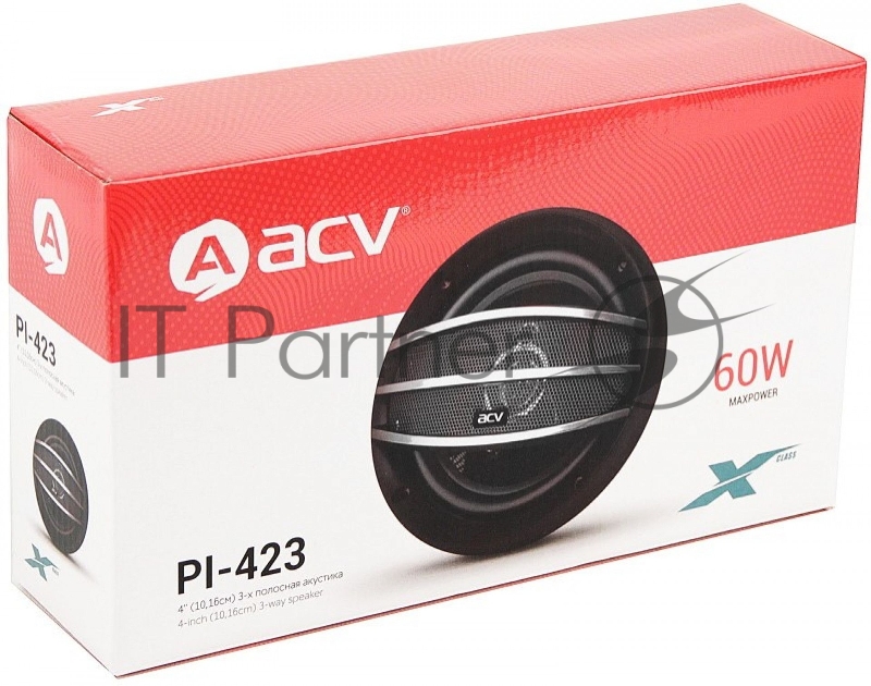 Колонки автомобильные ACV PI-423 60Вт 89дБ 4Ом 10см (4дюйм) (ком.:2кол.) коаксиальные трехполосные