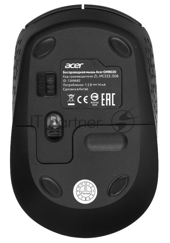 Мышь Acer OMR020 черный оптическая (1200dpi) беспроводная USB (3but)