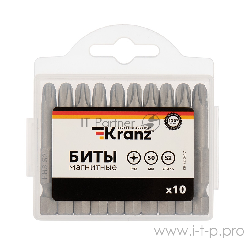 Бита PH3х50 мм для шуруповерта сталь S2 (упак. 10 шт.) Kranz