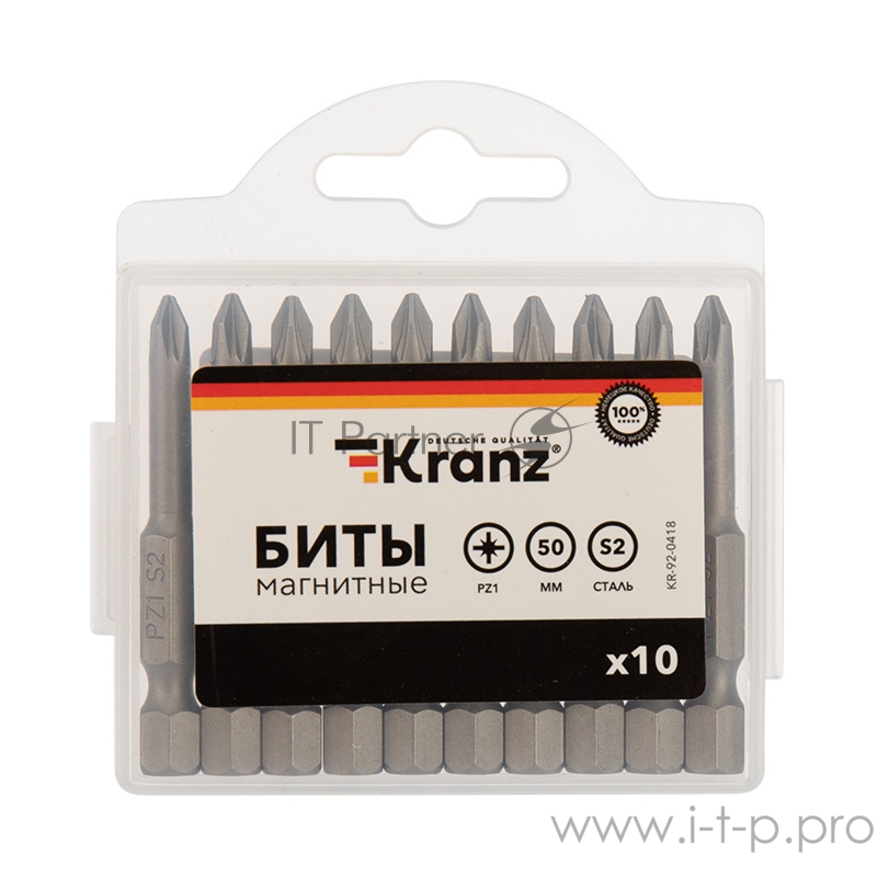 Бита PZ1х50 мм для шуруповерта (упак. 10 шт.) Kranz