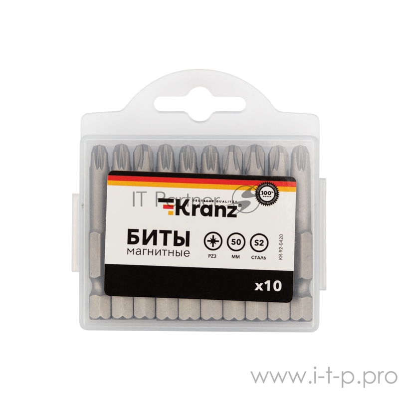 Бита PZ3х50 мм для шуруповерта (упак. 10 шт.) Kranz