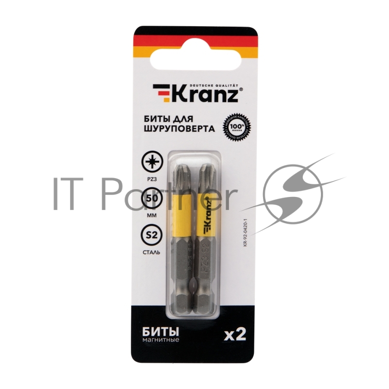 Бита для шуруповерта KRANZ PZ3х50 мм (2 шт./уп.)