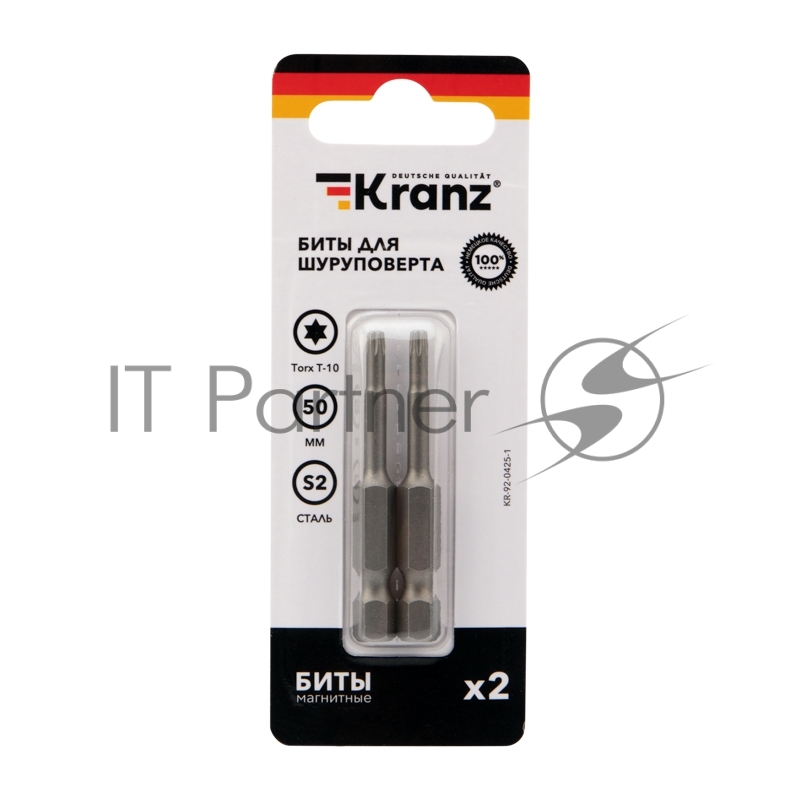 Бита для шуруповерта KRANZ Torx T10х50 мм (2 шт./уп.)
