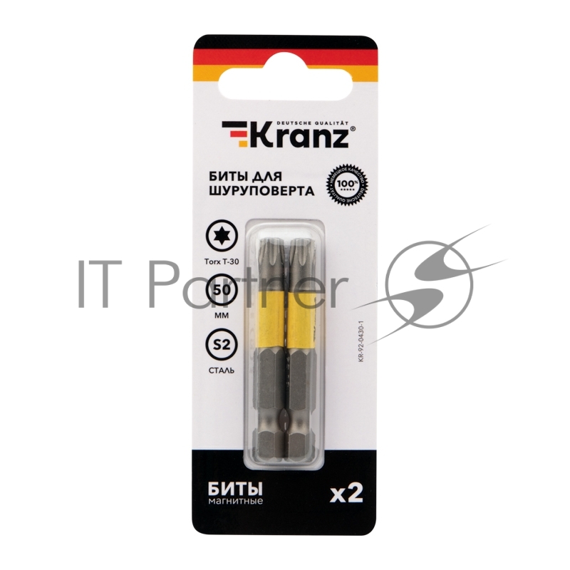 Бита для шуруповерта KRANZ Torx T30х50 мм (2 шт./уп.)
