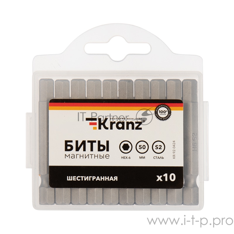 Бита шестигранная HEX-6х50 мм для шуруповерта (упак. 10 шт.) Kranz
