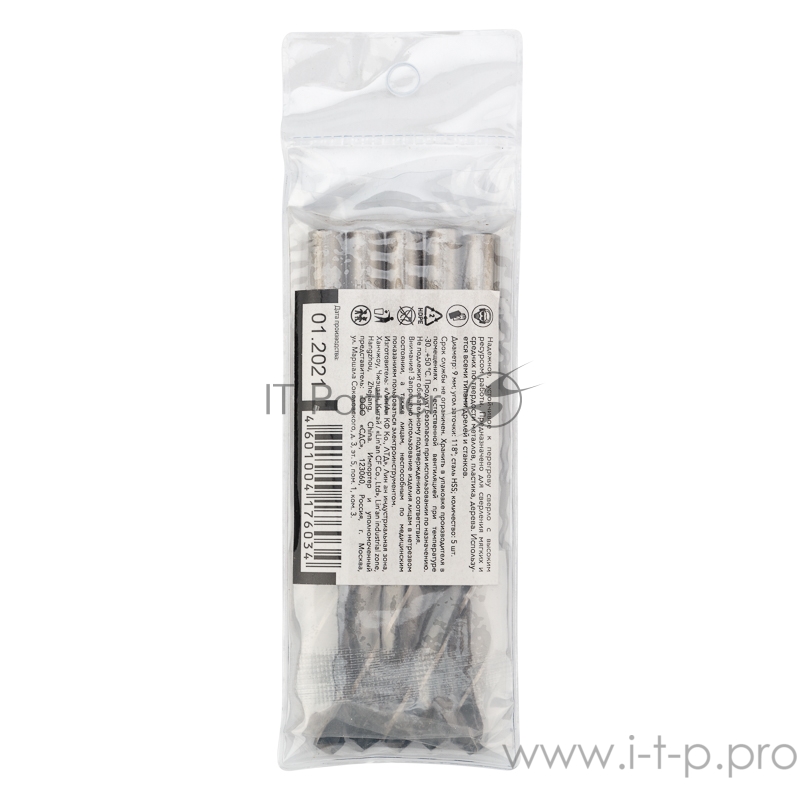 Сверло по металлу 9,0 мм HSS (5 шт. в упаковке) DIN 338 Kranz