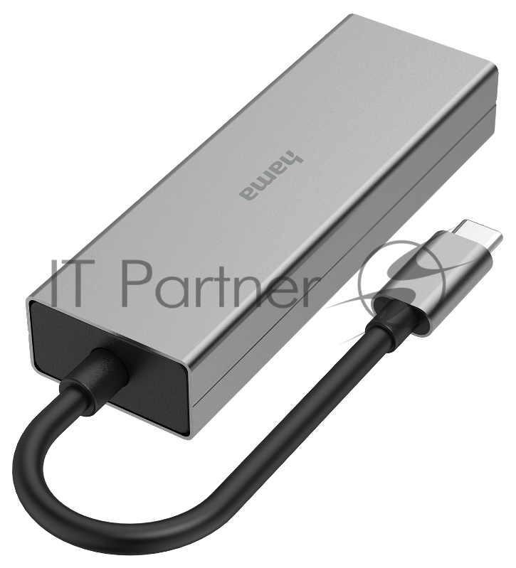 Разветвитель USB-C Hama H-200108 4порт. серый (00200108)