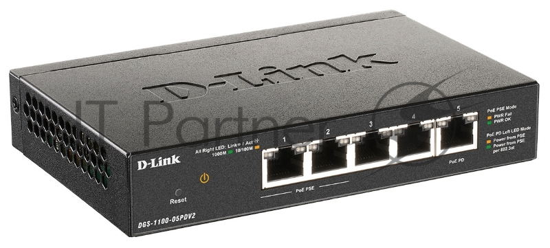 Коммутатор D-Link DGS-1100-05PDV2 5G 2PoE настраиваемый