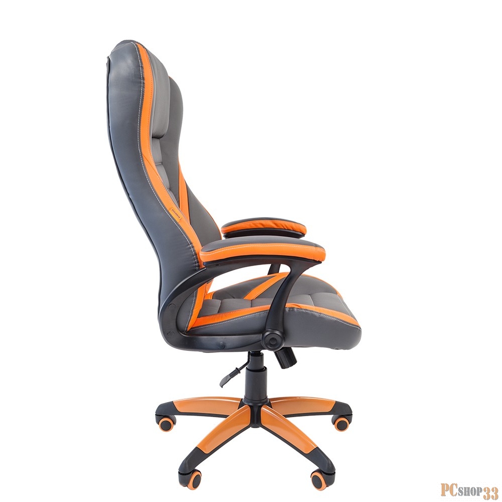 Chairman game 22 Игровое кресло серый/оранжевый (экокожа, регулируемый угол наклона, механизм качания)