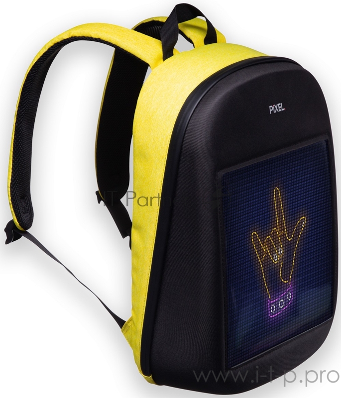 Рюкзак PIXEL One Yellow Sun чёрно-жёлтый (LED-экран 25*25 px, 16,5 млн цветов, 20 л., полиэстер)