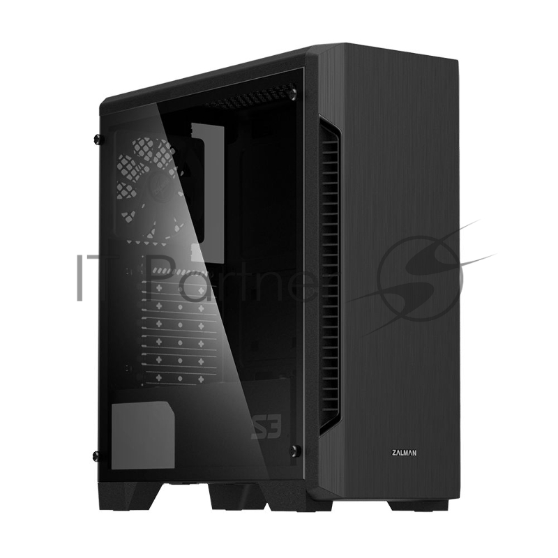 Корпус ZALMAN S3 TG (2xUSB + USB 3.0, 2xAudio, 120мм FAN, прозрачная стенка- закаленное стекло, ATX, без БП)