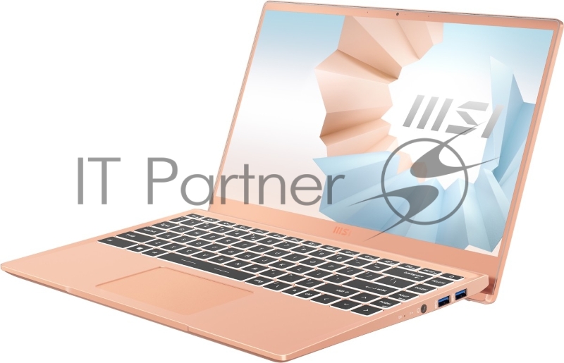 Ноутбук MSI Modern 14 B11SB-412RU Tiger lake i5-1135G7/16GB/512GB SSD/noODD/15.6 FHD, IPS 60Hz TBezel/MX450, GDDR5 2GB/WiFi+BT/Win 10/Beige Mousse