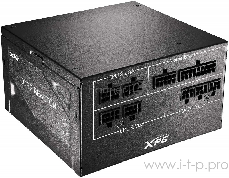 Игровой блок питания чёрный XPG COREREACTOR750G-BLACKCOLOR (модульный 750 Вт, PCIe-6шт, ATX v2.31, Active PFC, 120mm Fan, 80 Plus Gold)