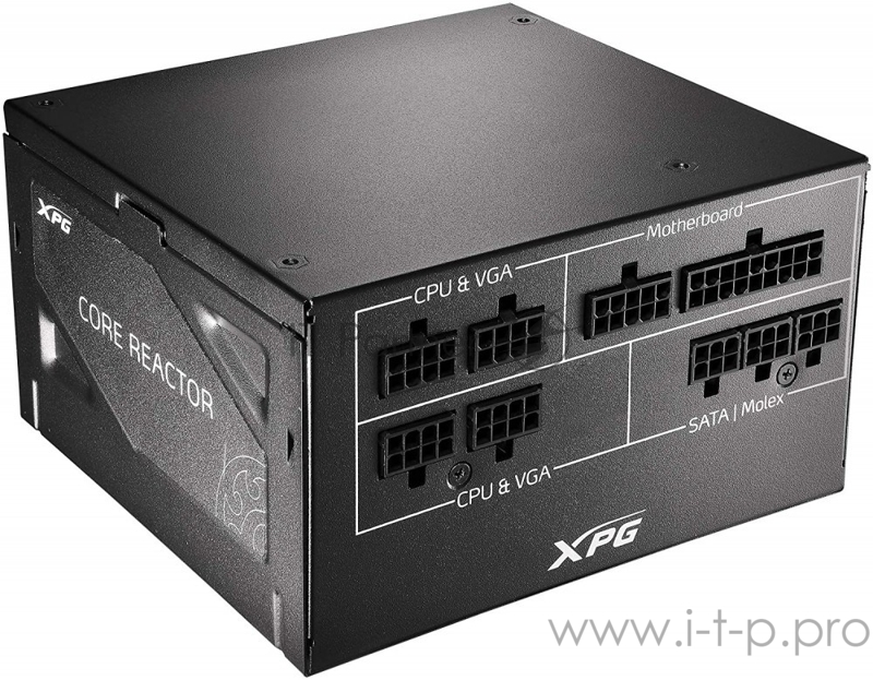 Игровой блок питания чёрный XPG COREREACTOR850G-BLACKCOLOR (модульный 850 Вт, PCIe-6шт, ATX v2.31, Active PFC, 120mm Fan, 80 Plus Gold)