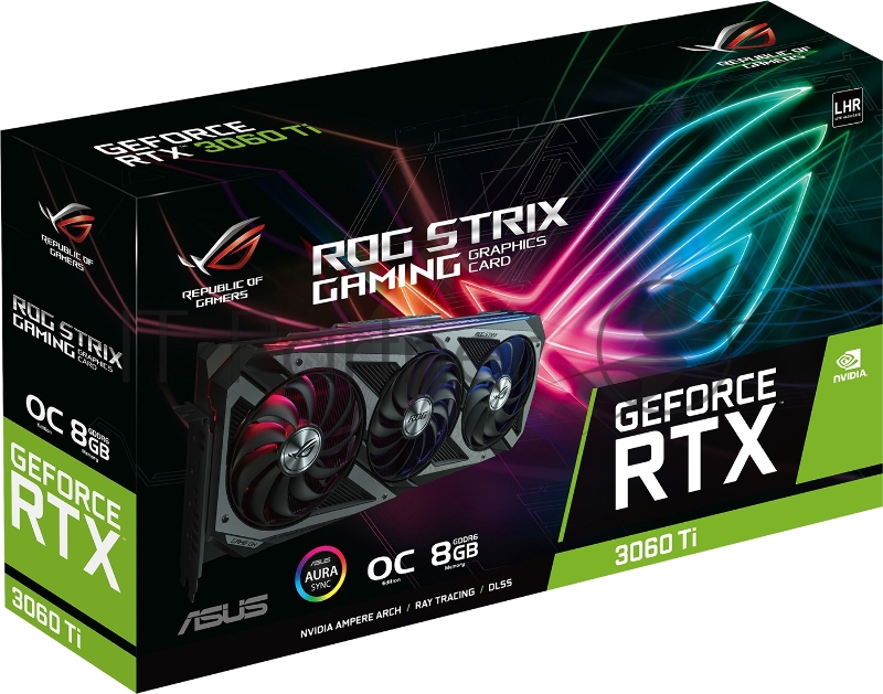 Видеокарта ASUS ROG-STRIX-RTX3060TI-O8G-V2-GAM LHR RTX3060TI 8GB GDDR6 3xHDMI 3xDP RTL