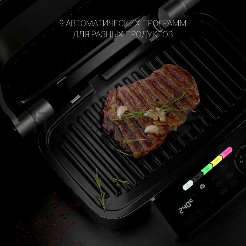 Гриль-пресс Polaris PGP 3002DP Optimal Temp электрич., Черный