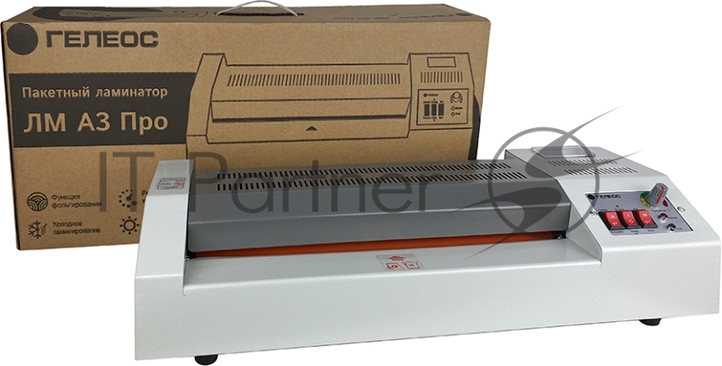Ламинатор ГЕЛЕОС ЛМ A3 Про, А3, 2х250 (пленка 60-250мкм), 620 мм/мин, 4 вала, реверс, металл. корпус, мах толщина 2мм
