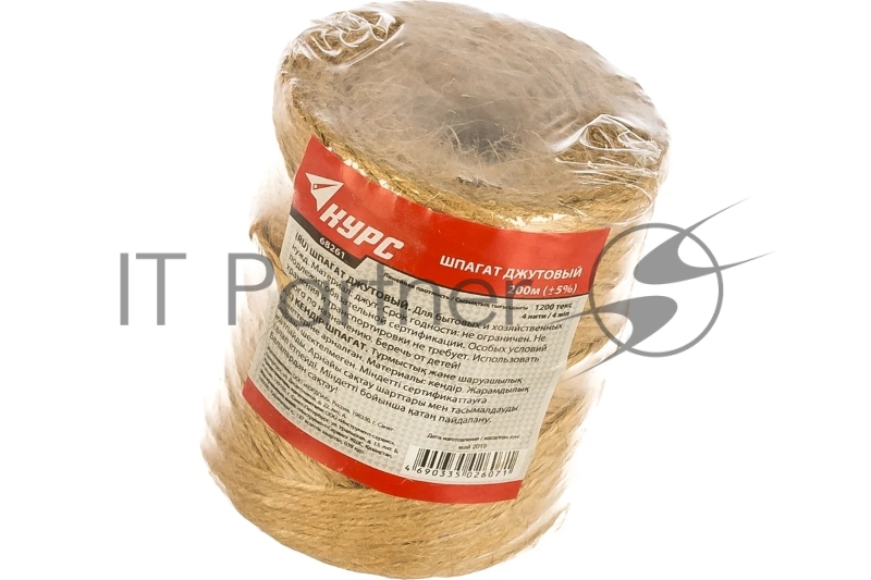 Шпагат КУРС джутовый, 4-ниточный, 1200 текс, 200 м 68261
