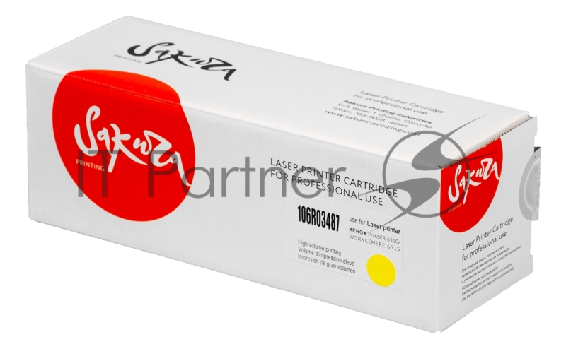 Картридж SAKURA 106R03487 для Xerox Phaser, WC, желтый, 2400 к.