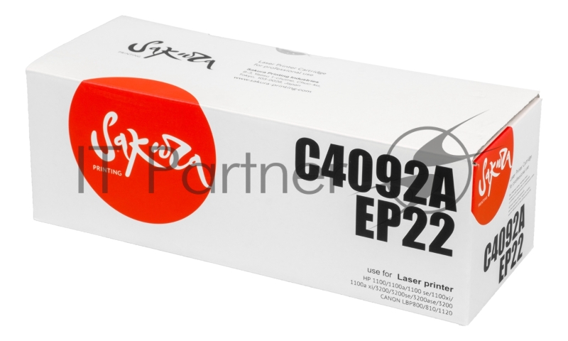 Картридж SAKURA C4092A/EP22 для HP LJ 1100/ 1100A/ 3200 Canon LBP-800/ 810/ 1110/ 1120, черный, 2500 к.