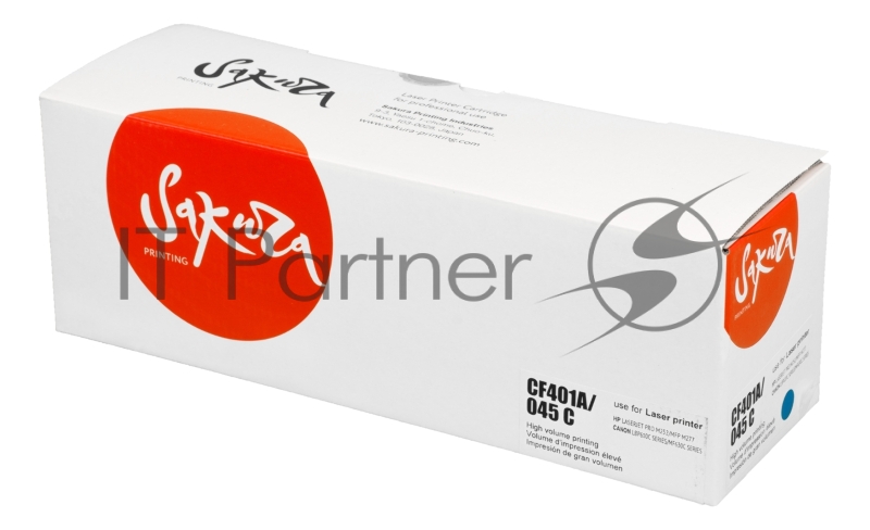 Картридж SAKURA CF401A/045C для HP Color LaserJet Pro M252n/M252dn/MFP277dw/277n и Canon i-SENSYS LBP-610C, MF-630C, синий, 1 300к.