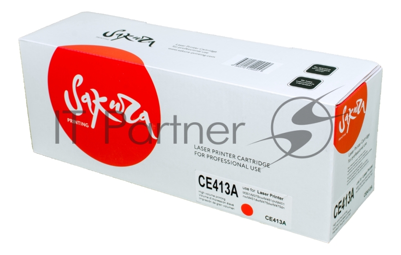 Картридж SAKURA CE413A для HP Laserjet Pro 400 Color M451DN/M451DW/451NW/MFP M475DW/M475DN, Laserjet 300 color MFP M375NW, пурпурный, 2600 к.