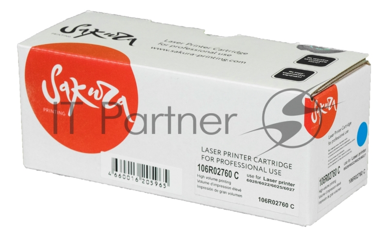 Картридж SAKURA 106R02760 для Xerox WorkCentre 6027, WorkCentre 6025, Phaser 6022, Phaser 6020, синий, 1000 к.